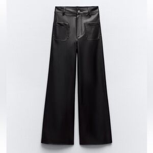 HIGH-WAISTED FAUX LEATHER ZW MARINE STRAIGHT PANTS